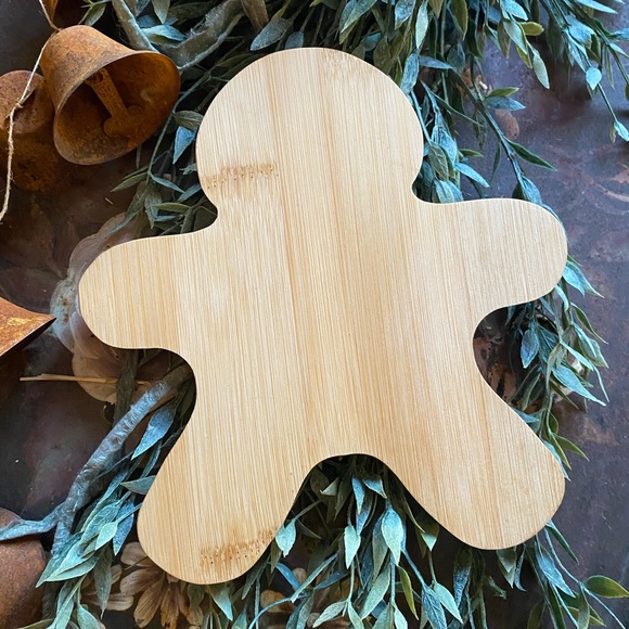 NWOT Unfinished Wood Gingerbread Man Small Tray Holiday Decor - Picture 9 of 15